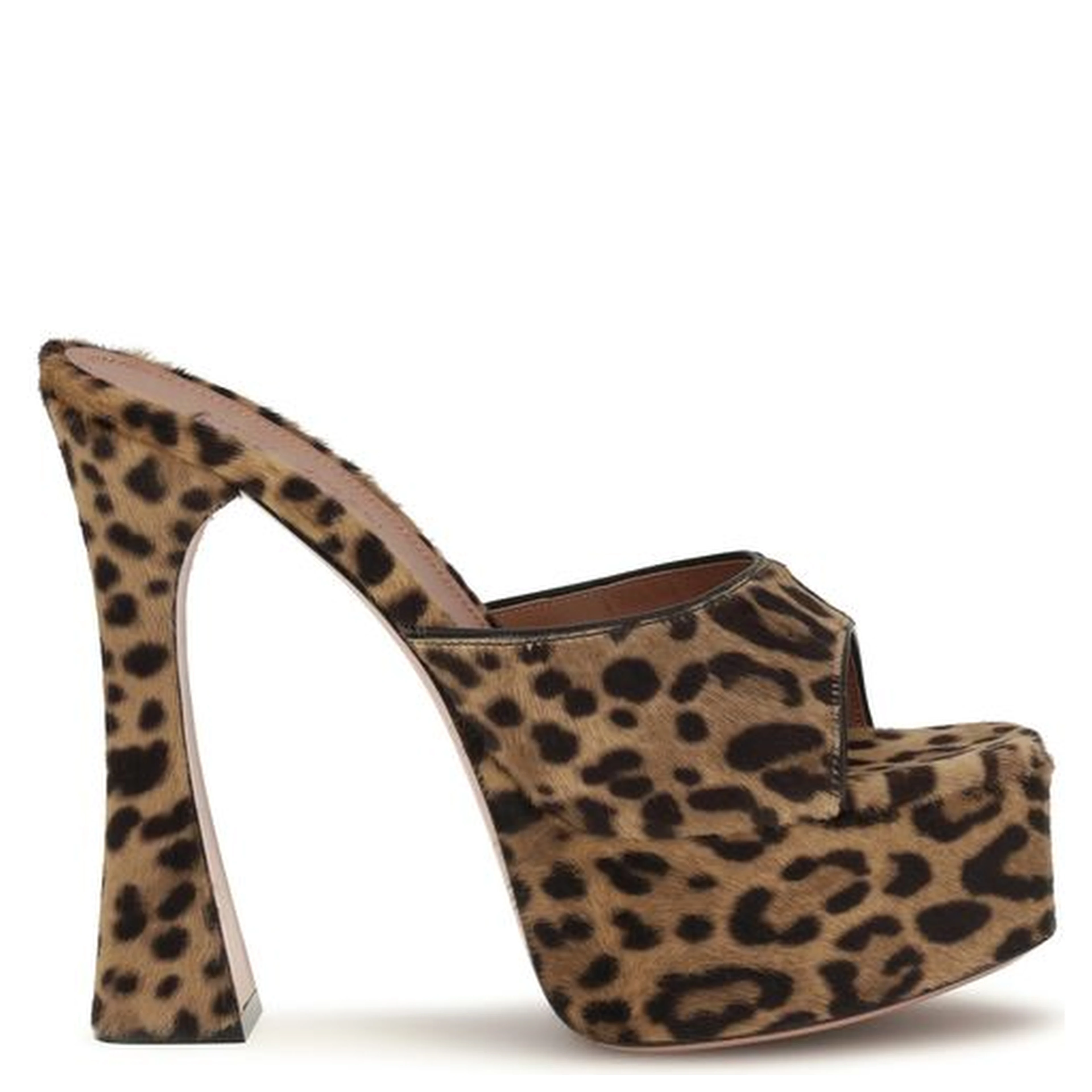 Beige Calf Leather Bos Taurus Platform Sandals