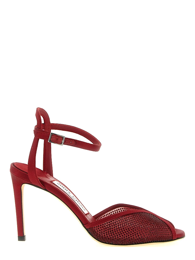Red Lamb Leather Stiletto Heel Sandals