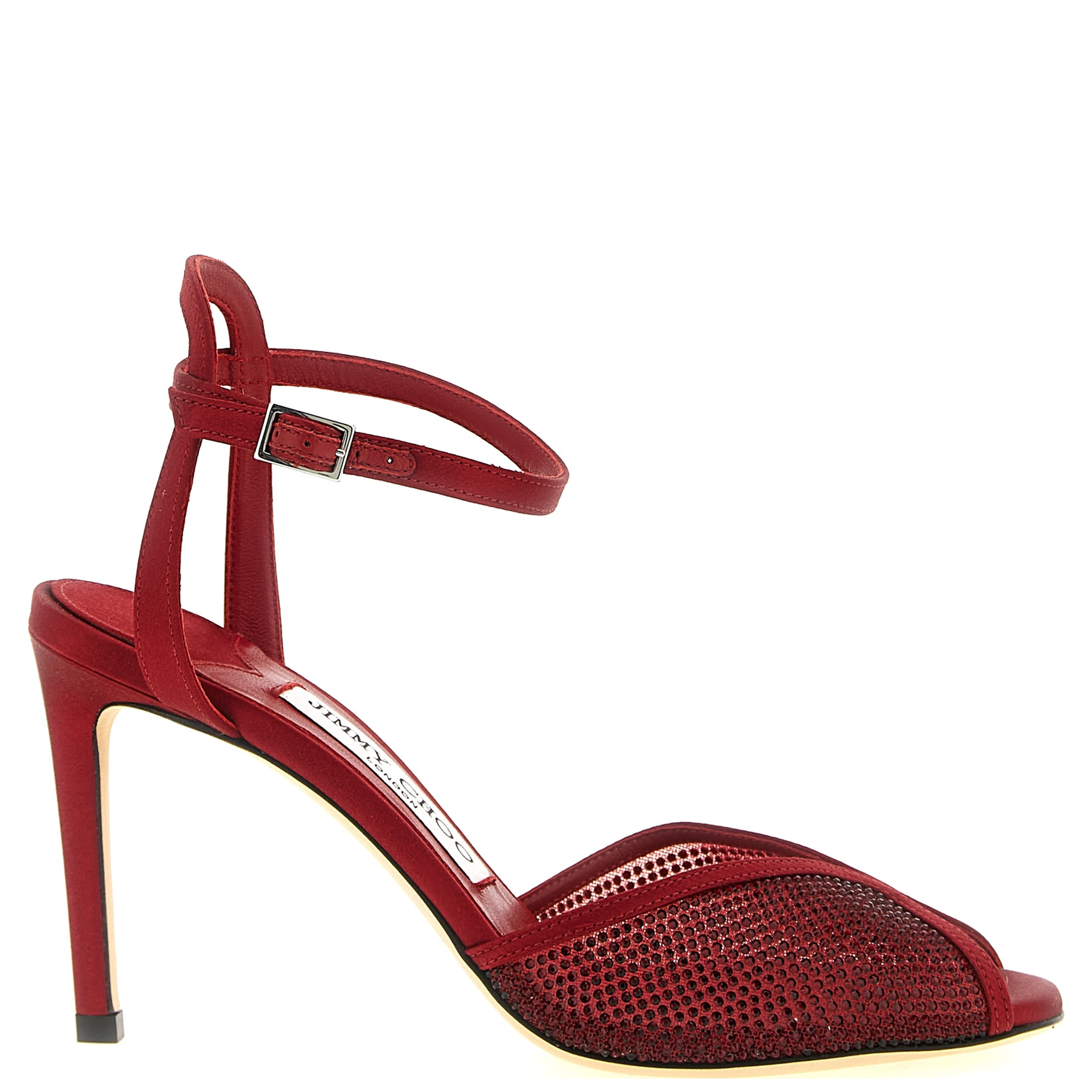 Red Lamb Leather Stiletto Heel Sandals