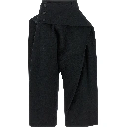 Black Polyester Casual Pants