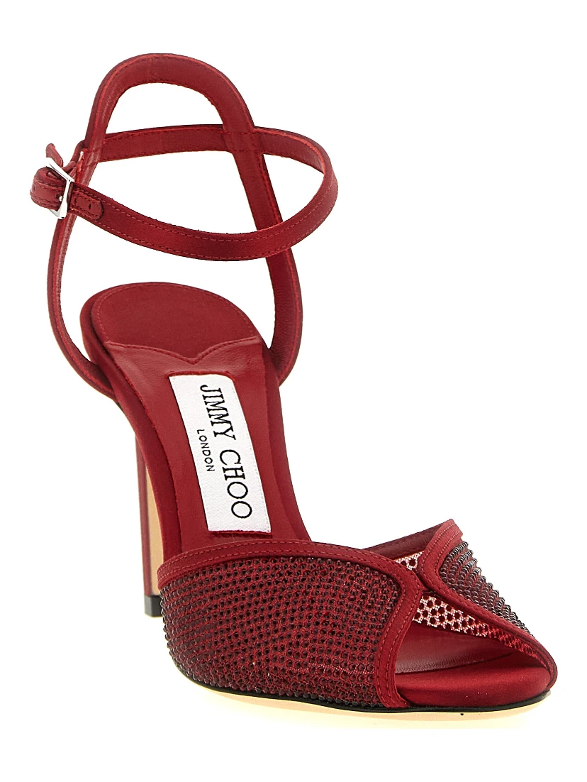 Red Lamb Leather Stiletto Heel Sandals