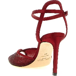 Red Lamb Leather Stiletto Heel Sandals