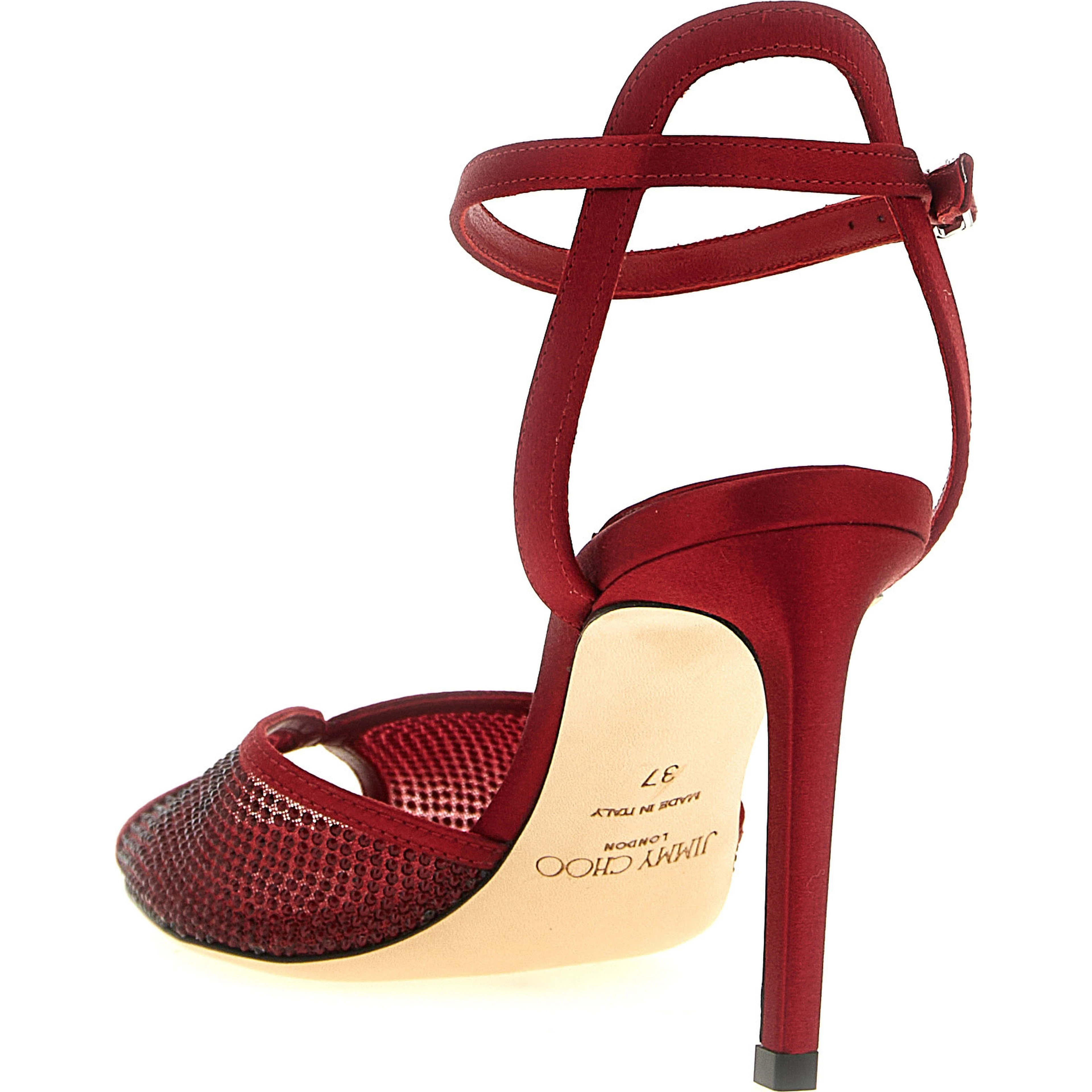 Red Lamb Leather Stiletto Heel Sandals