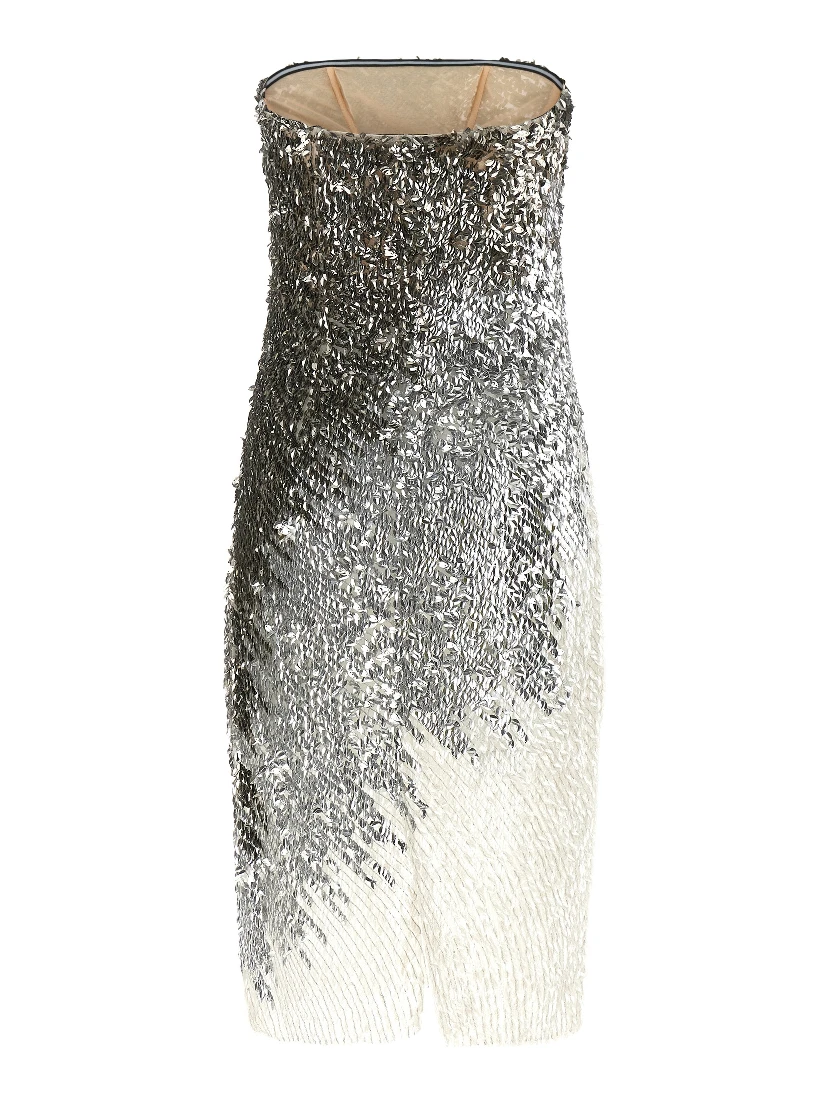 Silver Polyamide Midi Dress