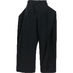 Black Polyester Casual Pants