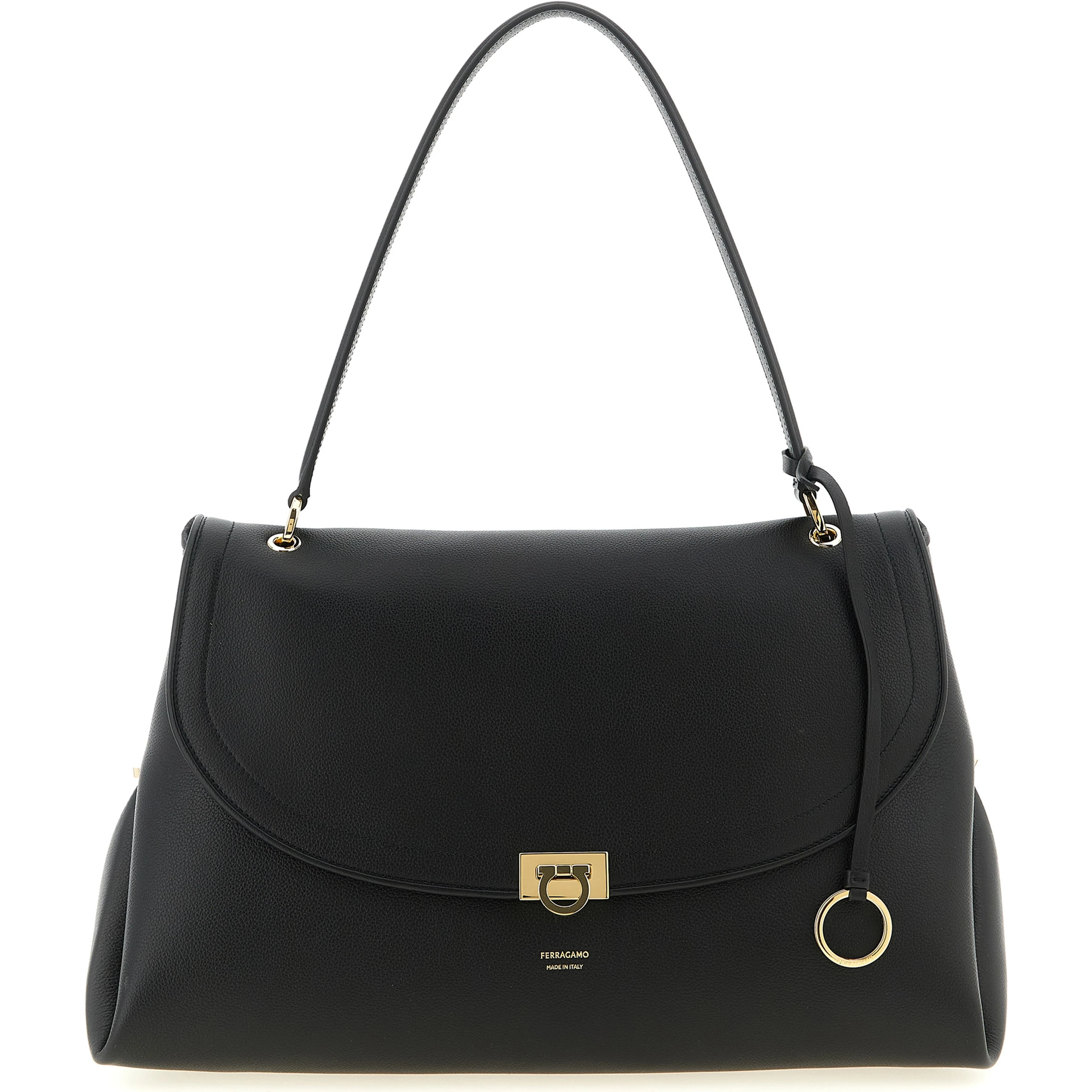 Black Calfskin Shoulder Bag