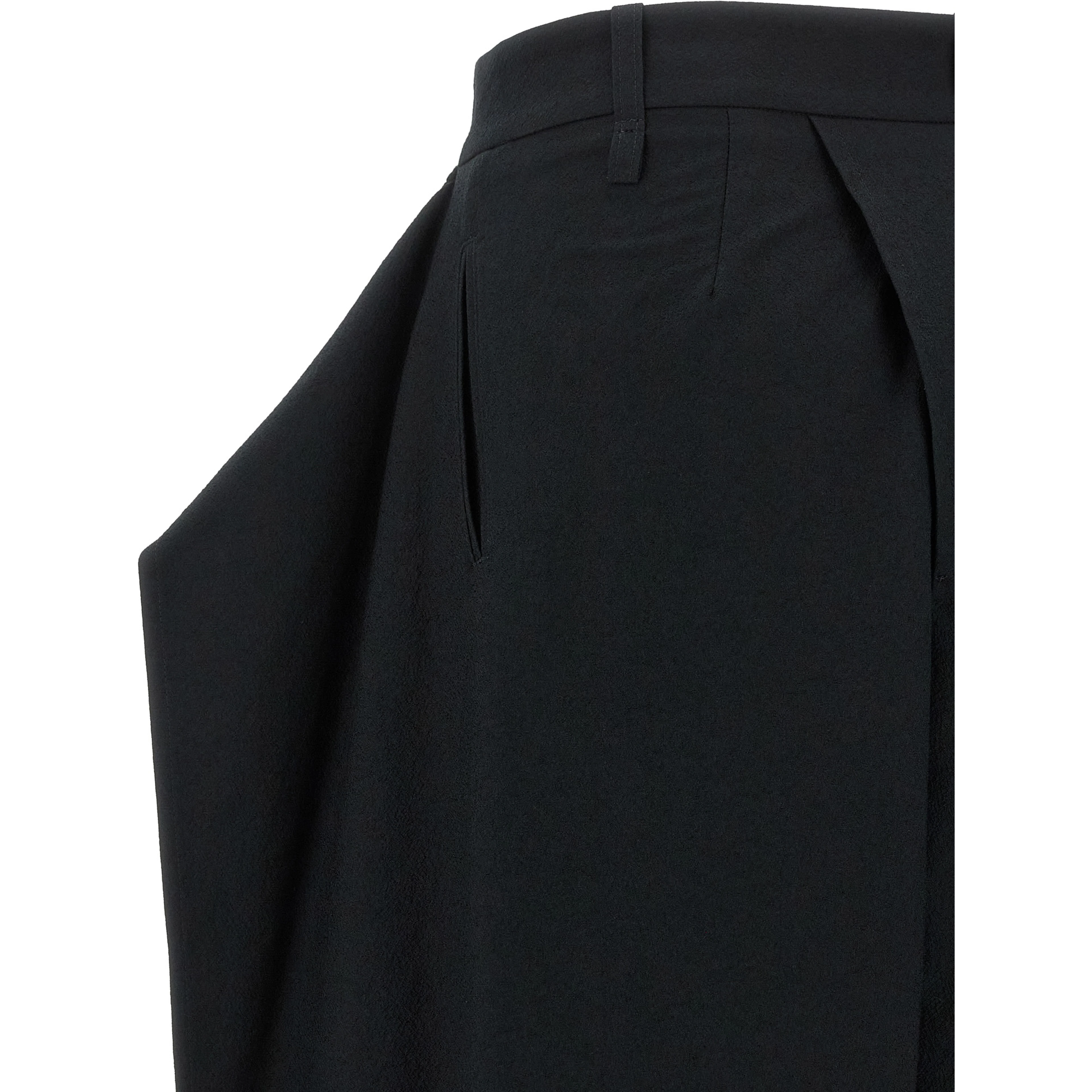 Black Polyester Casual Pants