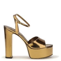 Gold Polyester Platform Sandals