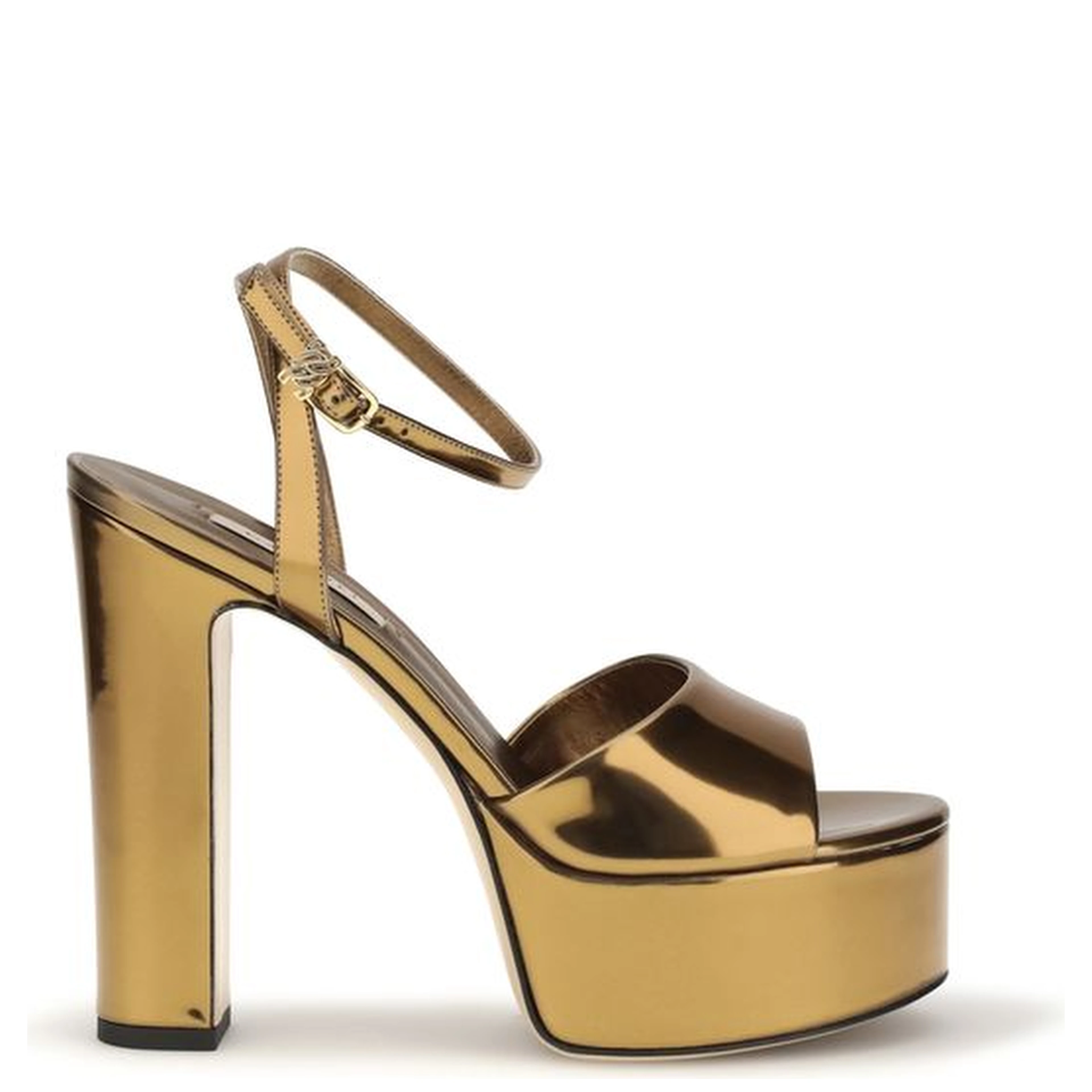 Gold Polyester Platform Sandals