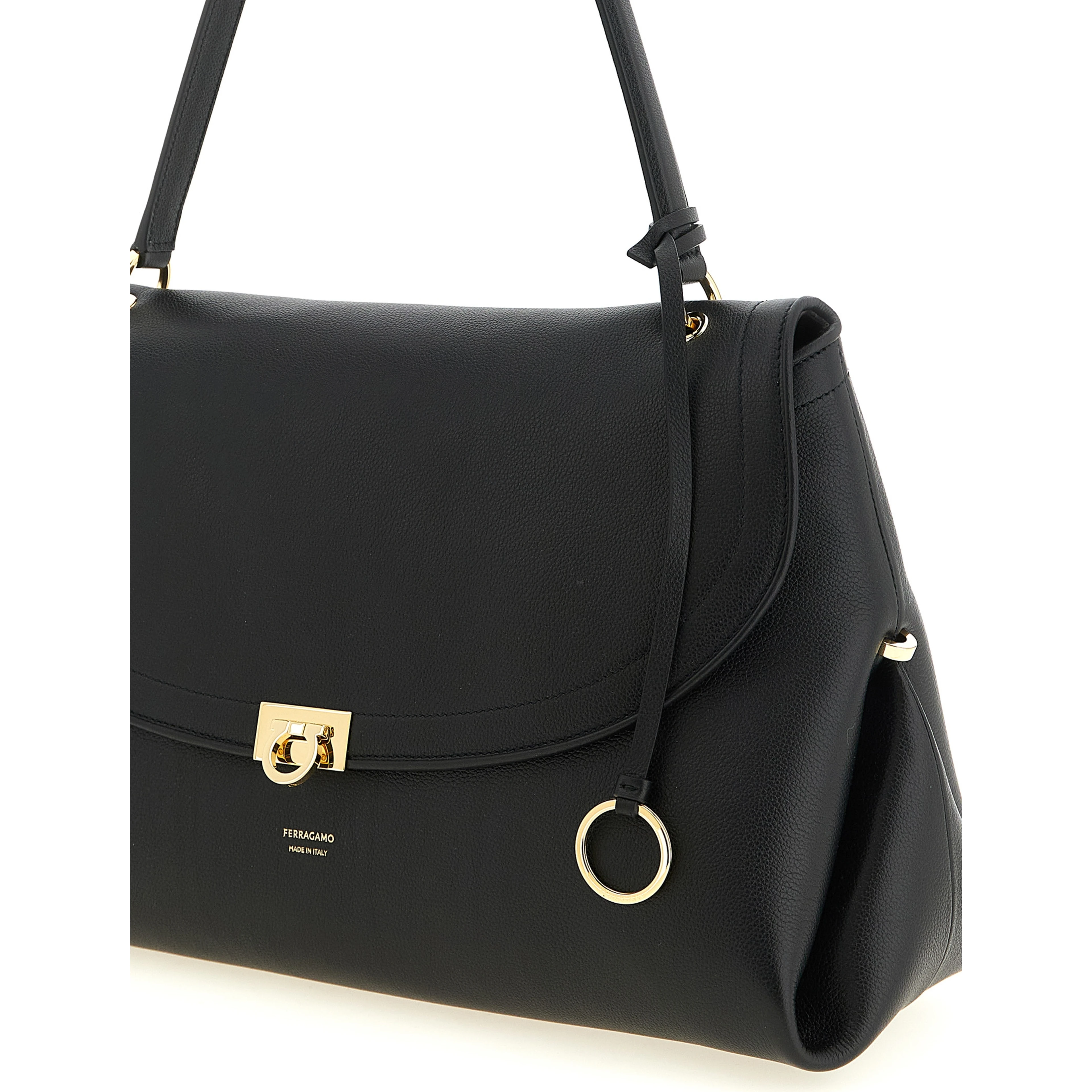 Black Calfskin Shoulder Bag