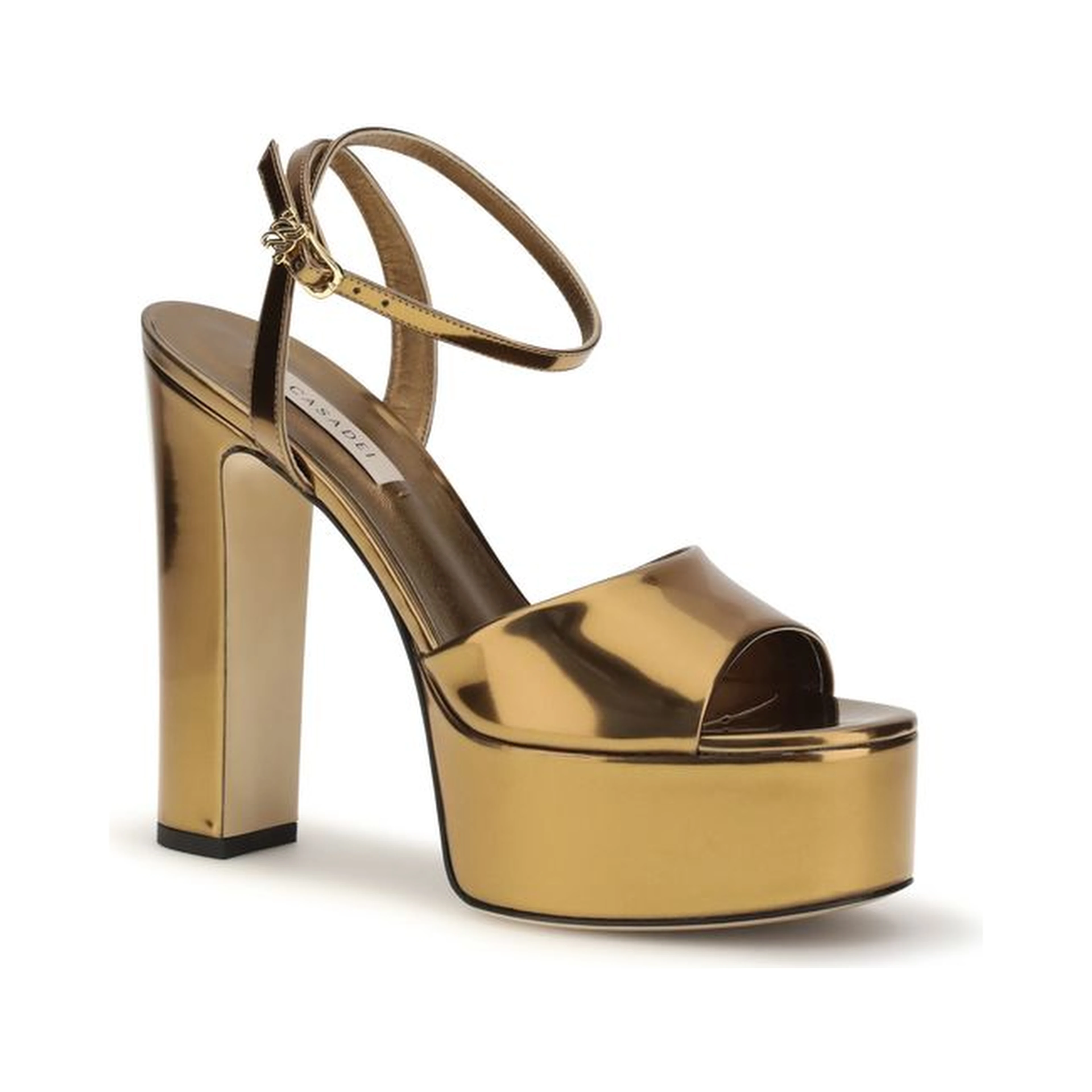 Gold Polyester Platform Sandals