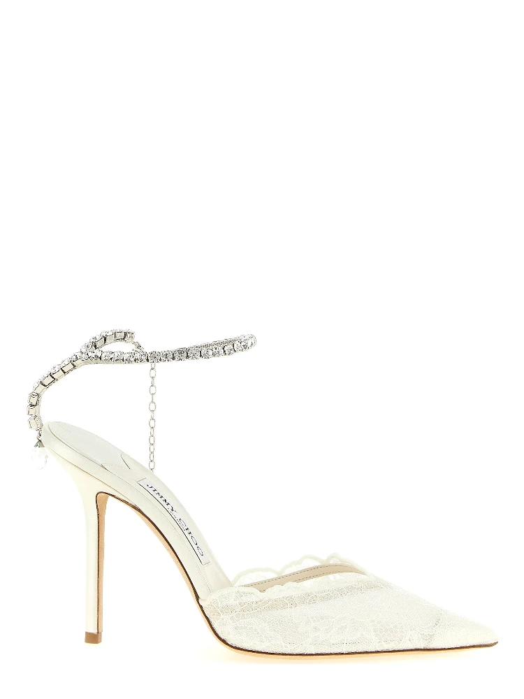 White Tencel High Heel Pumps