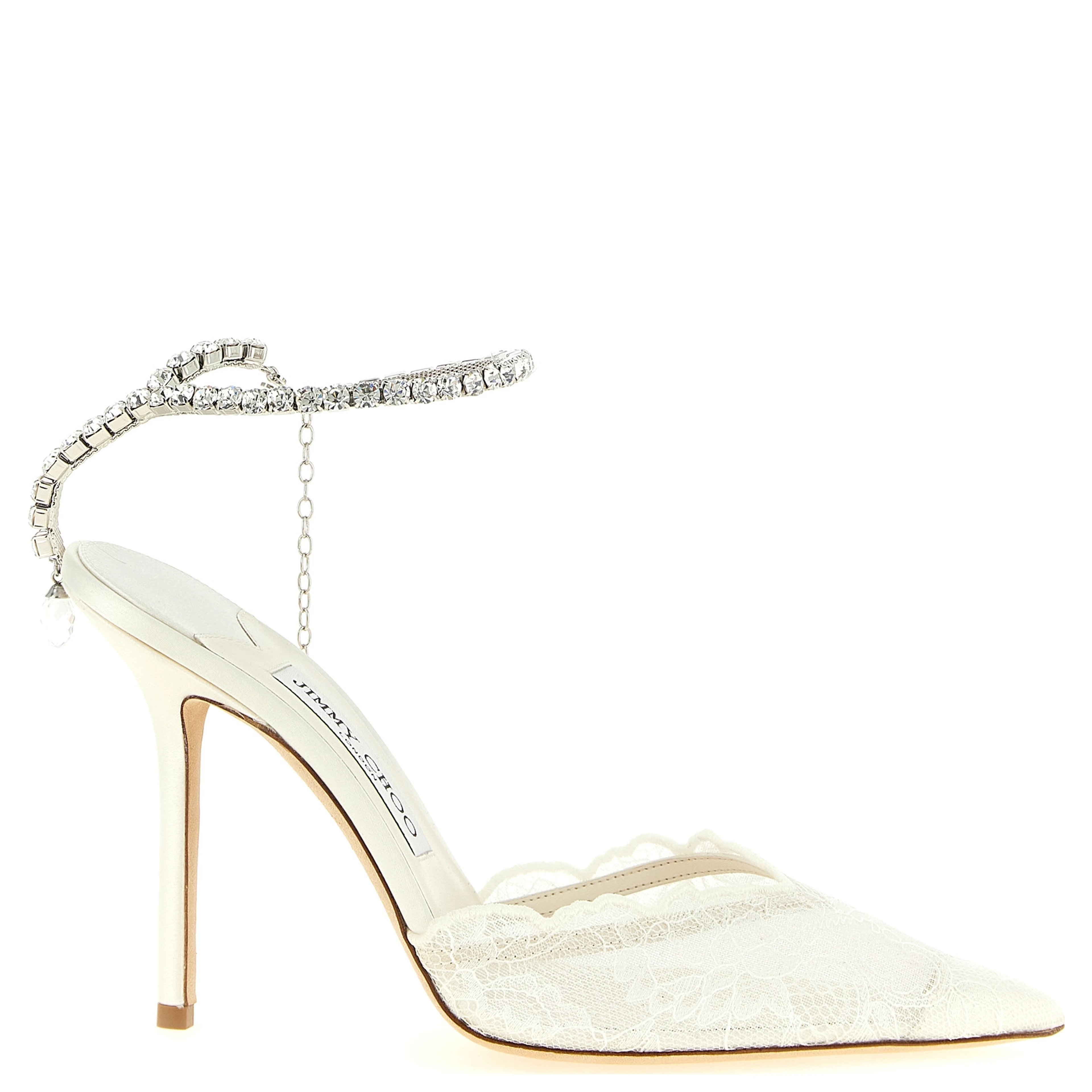 White Tencel High Heel Pumps