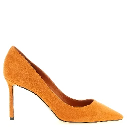 Orange Leather High Heel Pumps