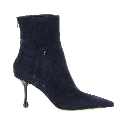 Blue Leather Ankle Boots