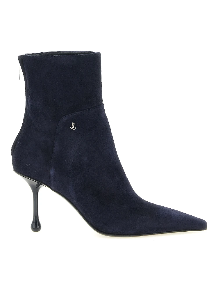 Blue Leather Ankle Boots