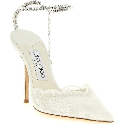 White Tencel High Heel Pumps