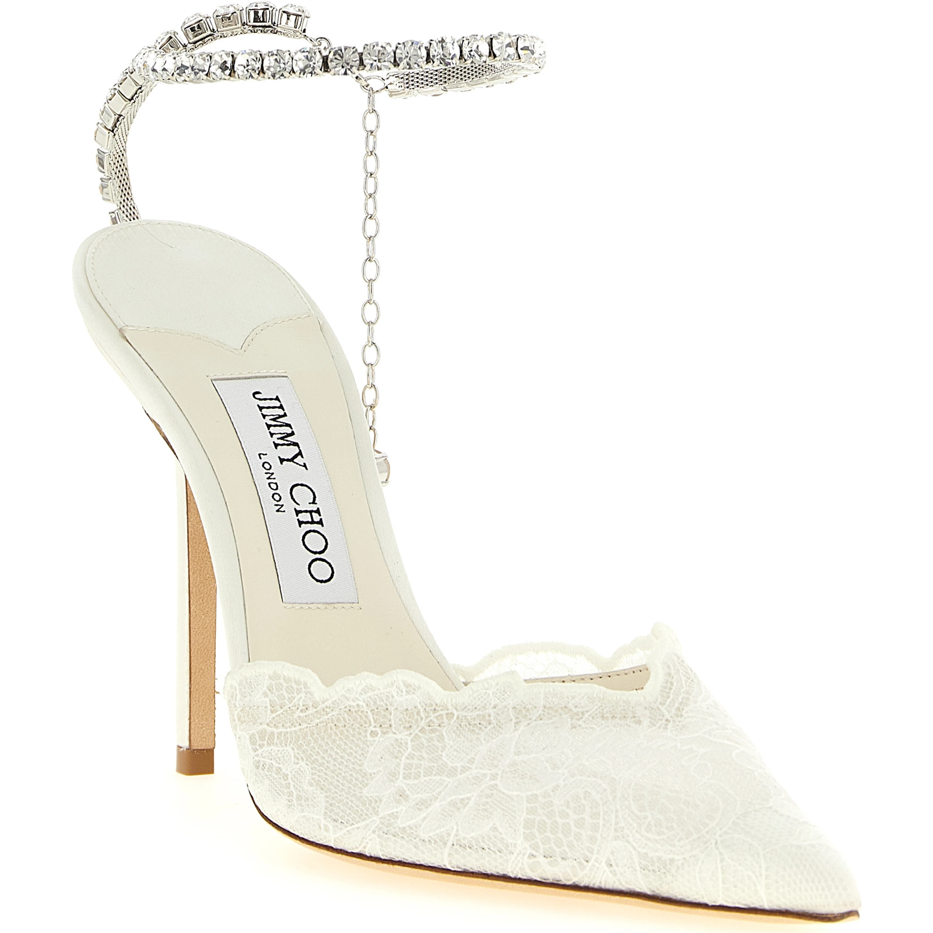 White Tencel High Heel Pumps