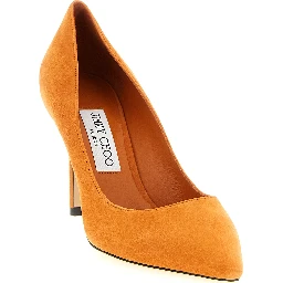 Orange Leather High Heel Pumps