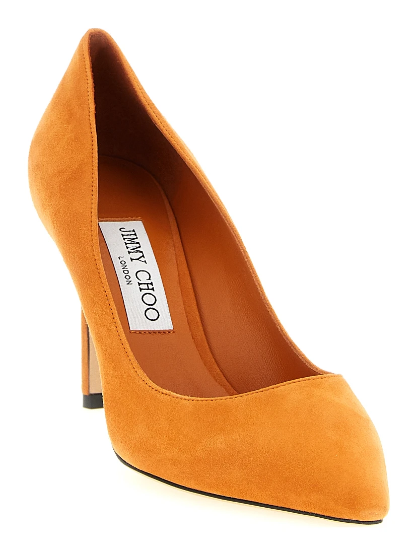 Orange Leather High Heel Pumps