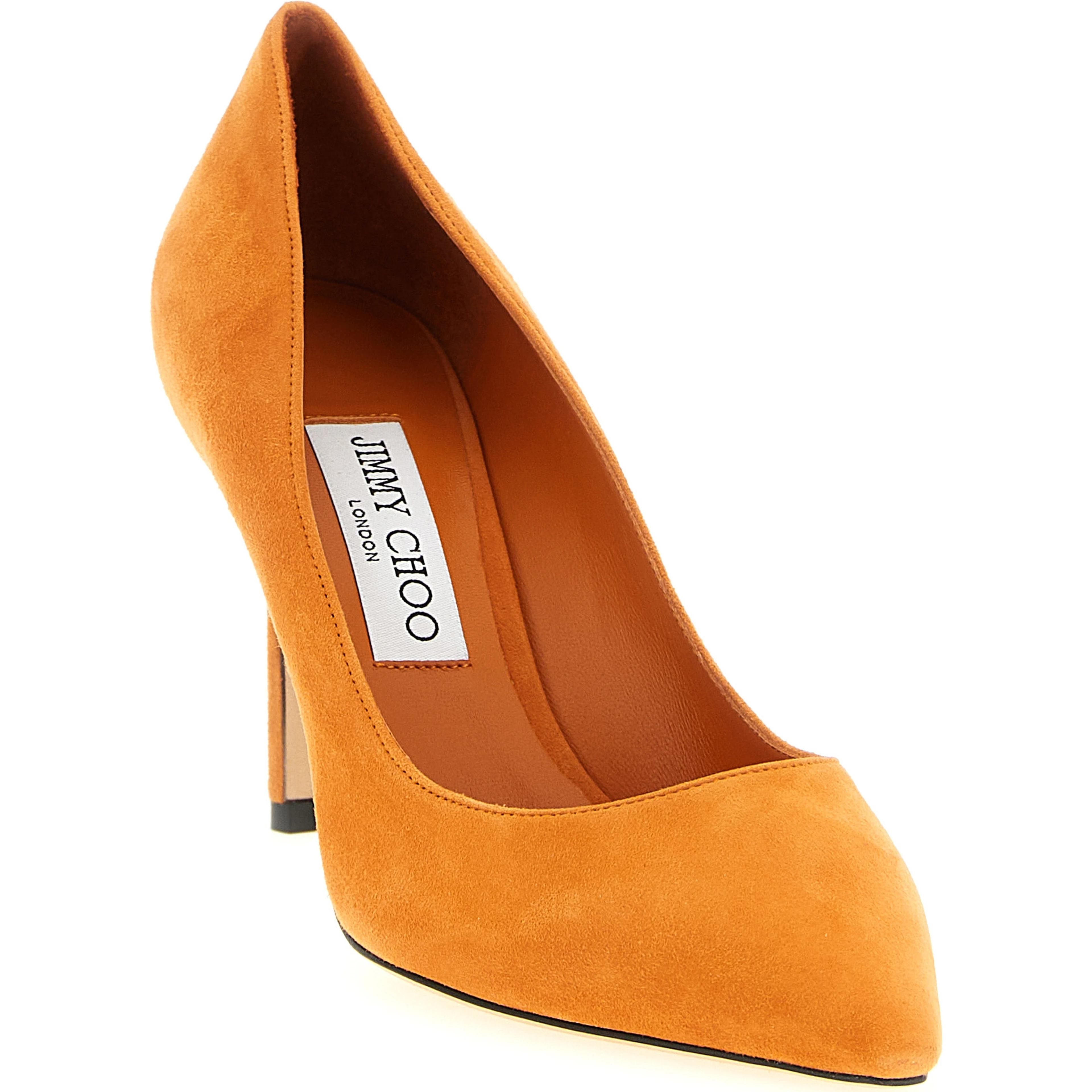 Orange Leather High Heel Pumps