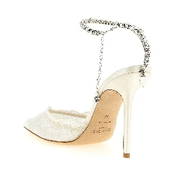 White Tencel High Heel Pumps
