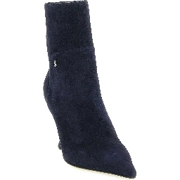 Blue Leather Ankle Boots