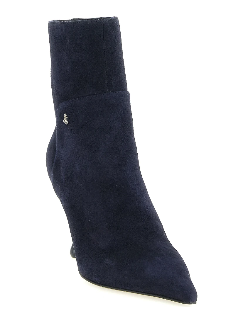 Blue Leather Ankle Boots
