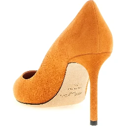 Orange Leather High Heel Pumps