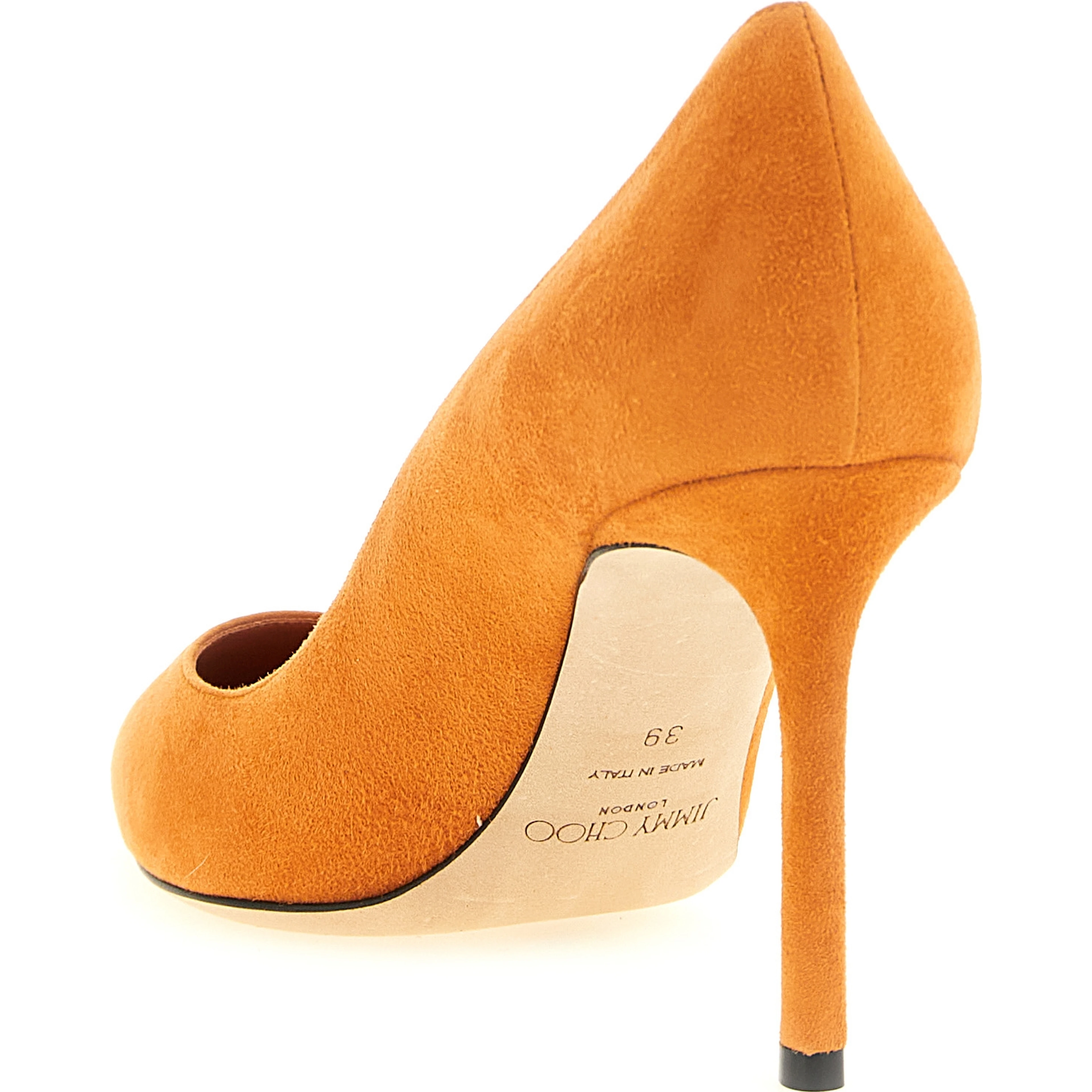 Orange Leather High Heel Pumps