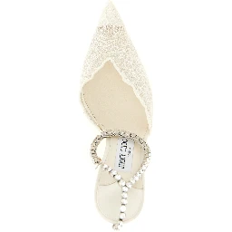 White Tencel High Heel Pumps