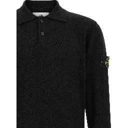Black Virgin Wool Polo Shirt
