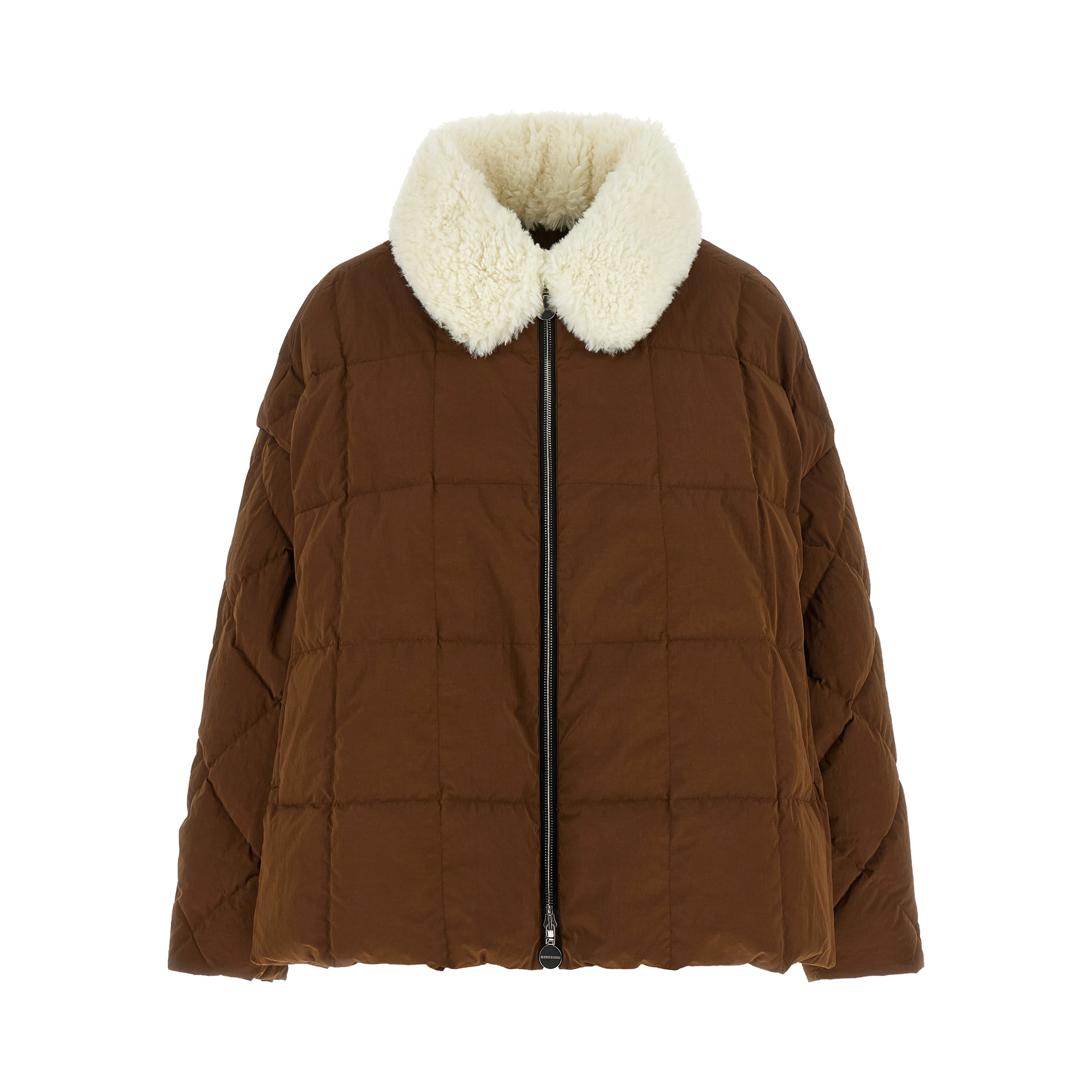 Brown Polyester Full-Length Jacket