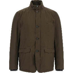 Brown Polyester Full-Length Jacket