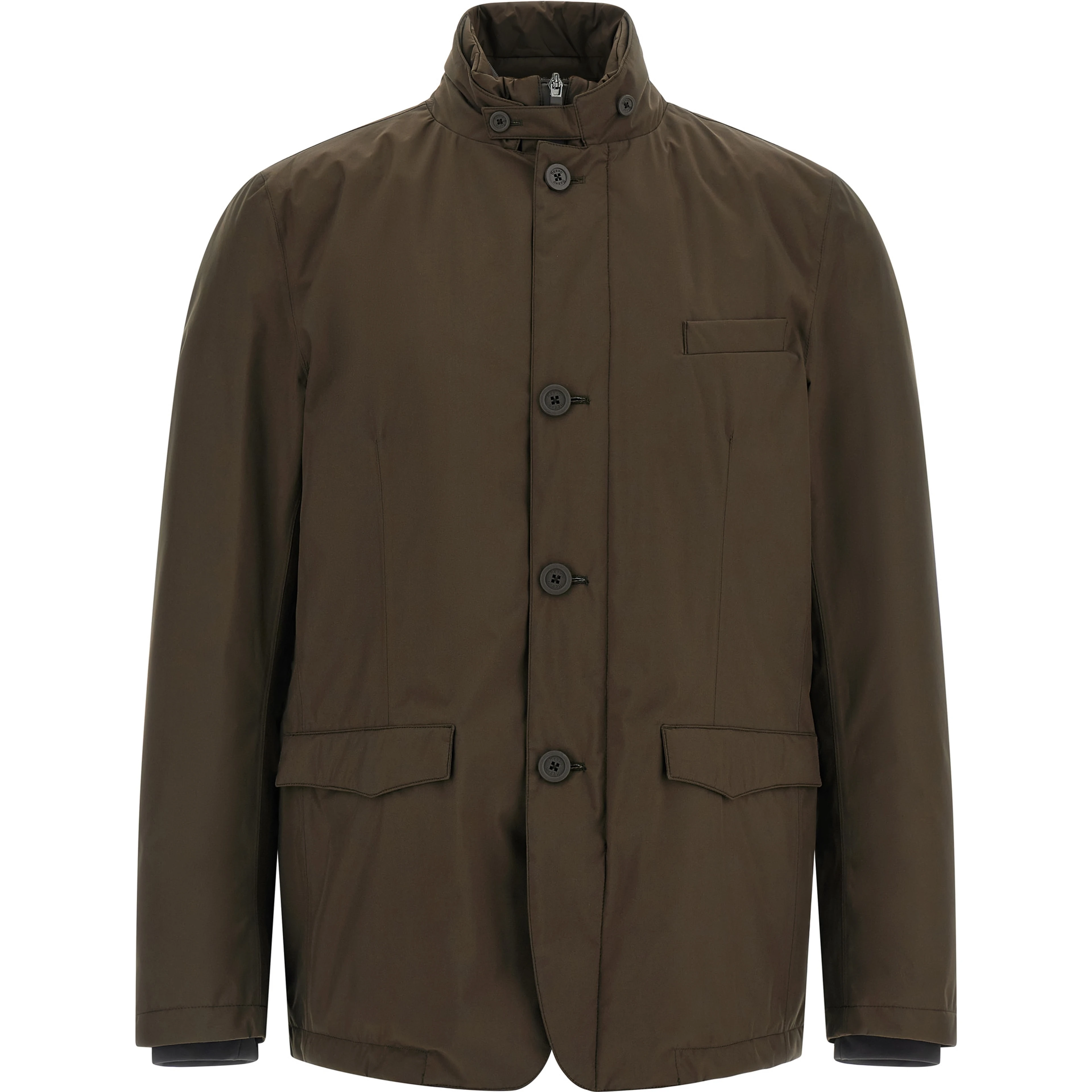 Brown Polyester Full-Length Jacket