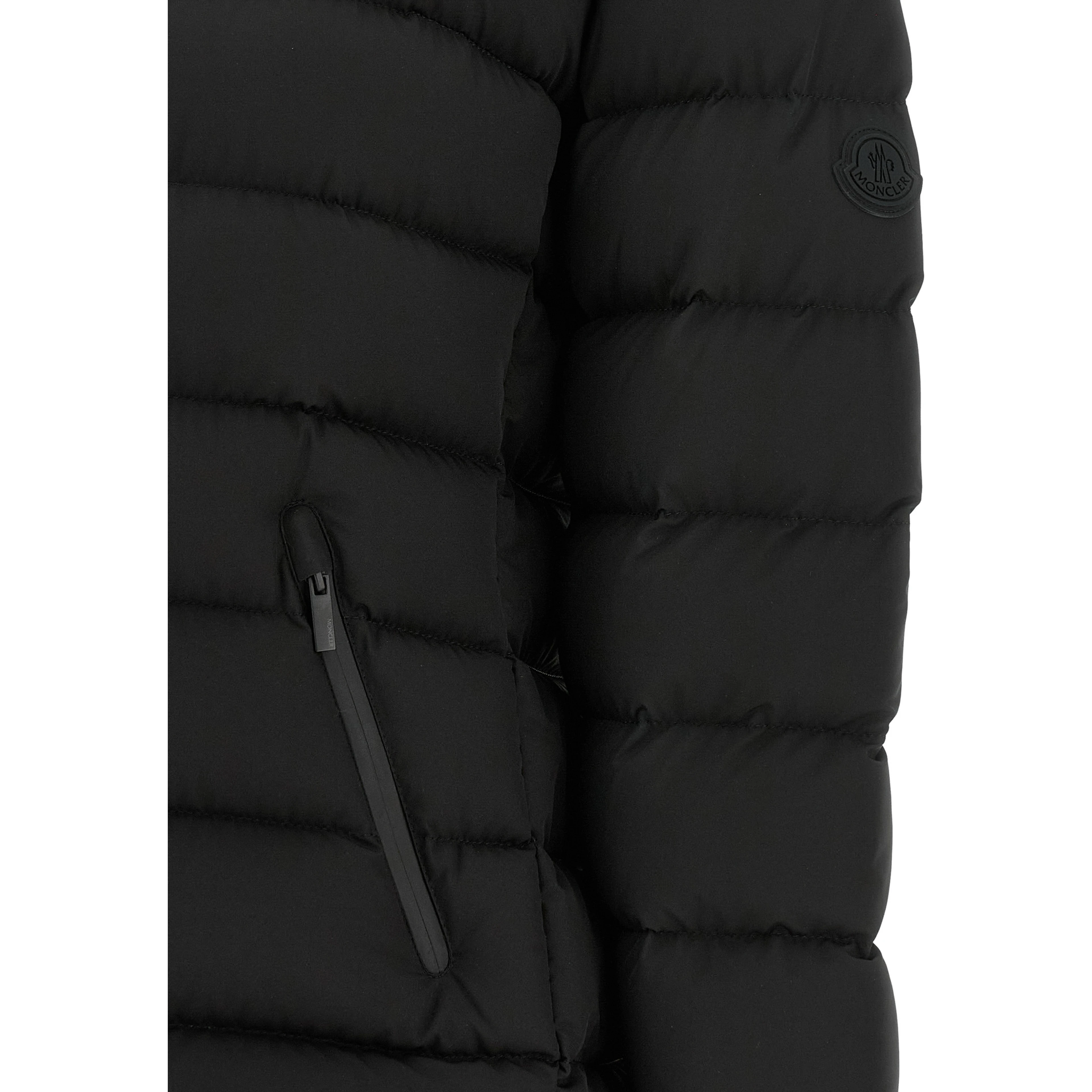 Black Polyester Full-Length Jacket