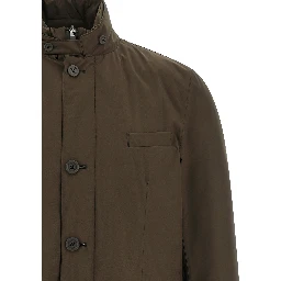 Brown Polyester Full-Length Jacket