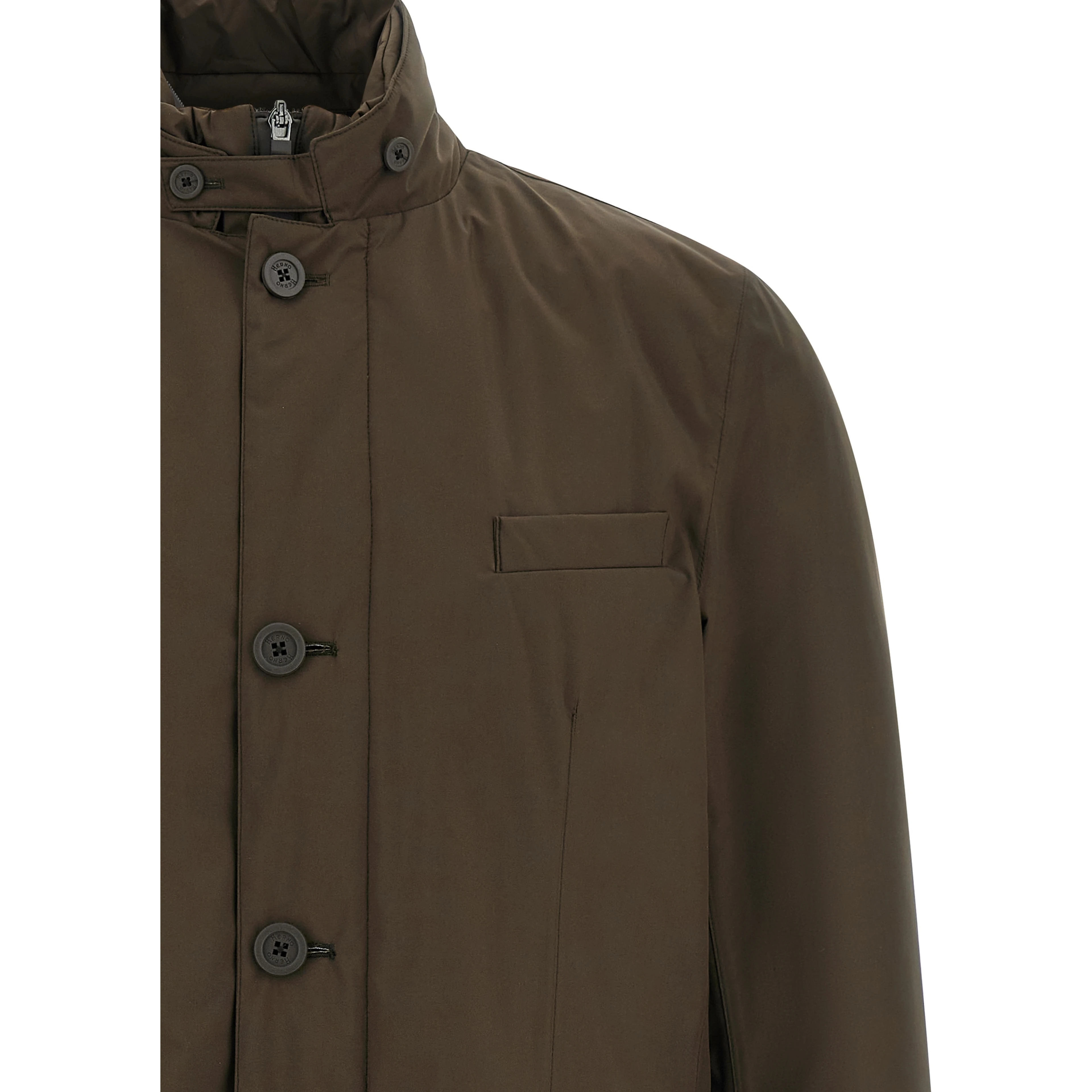 Brown Polyester Full-Length Jacket