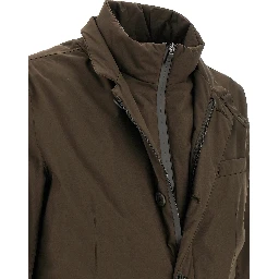 Brown Polyester Full-Length Jacket