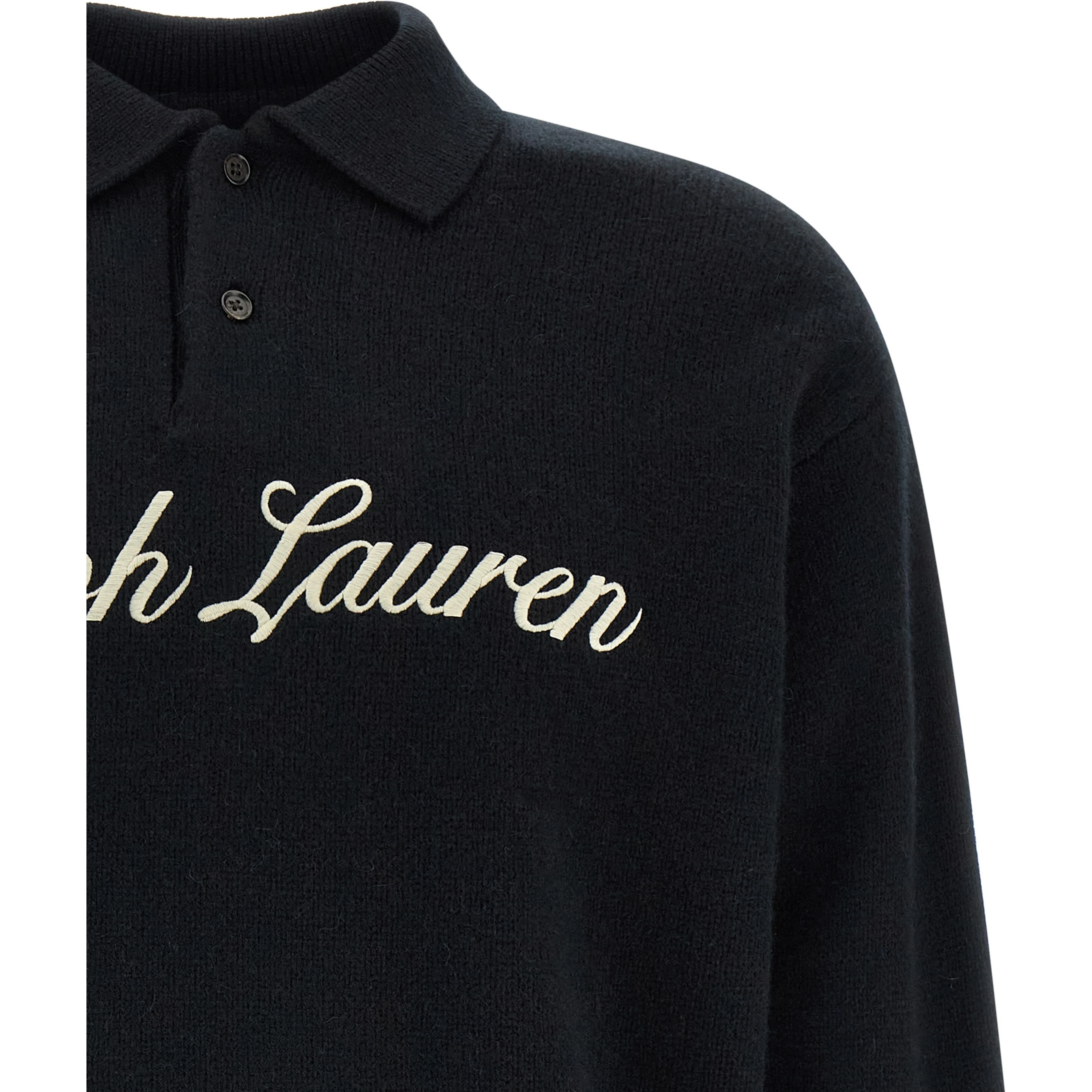 Black Wool Polo Shirt