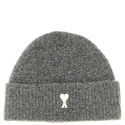 Gray Alpaca Leather Beanie