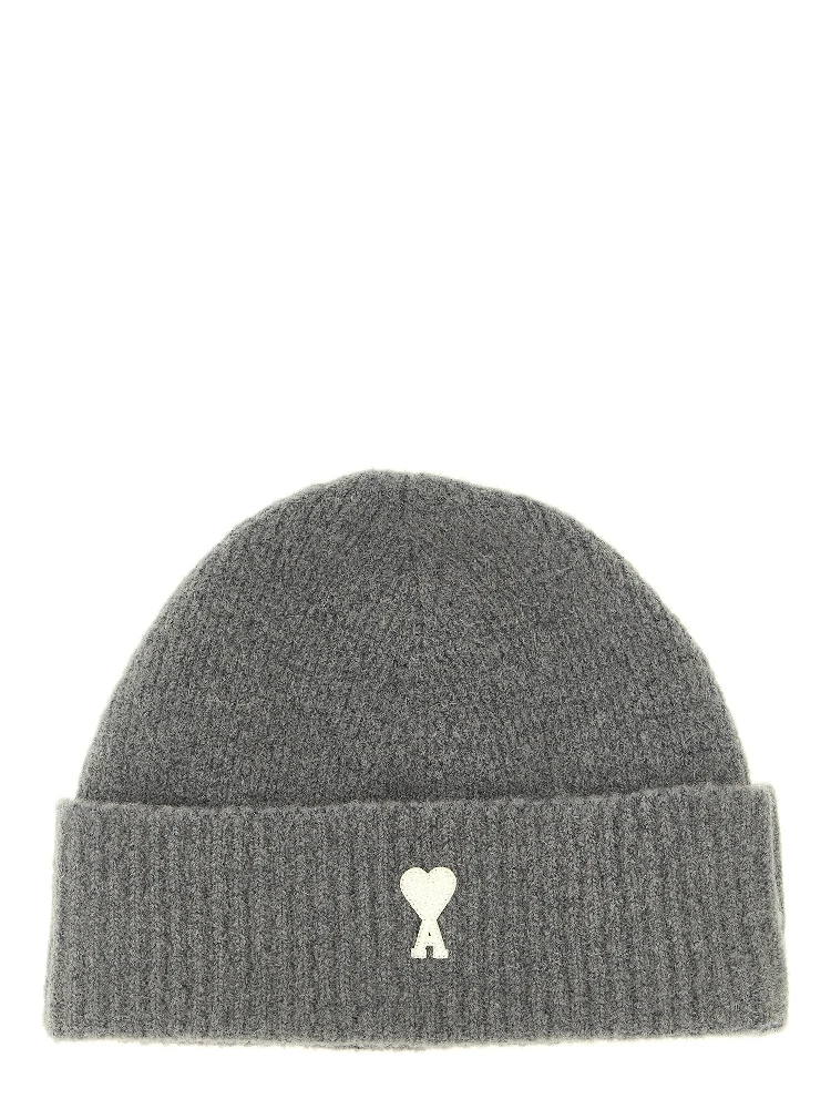 Gray Alpaca Leather Beanie
