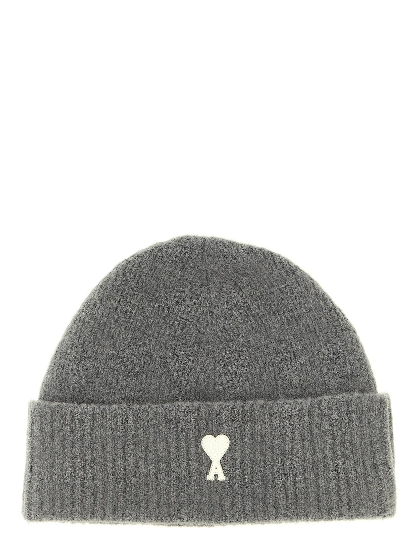 Gray Alpaca Leather Beanie
