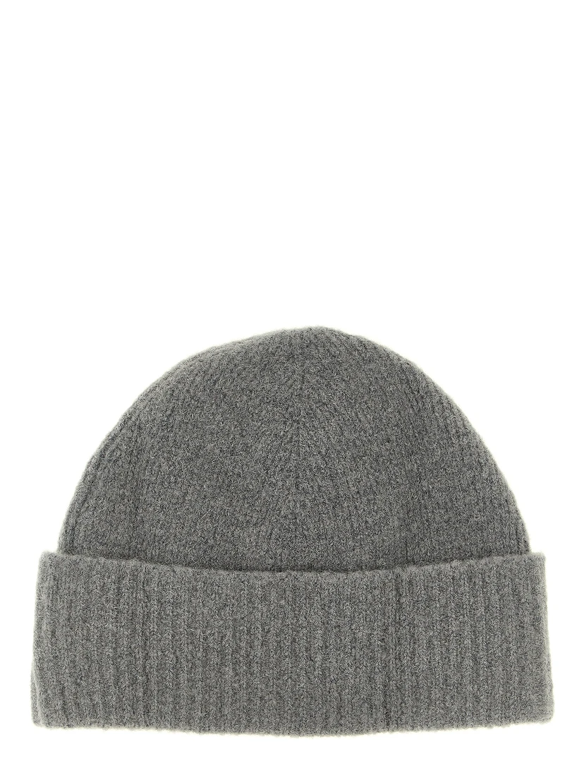 Gray Alpaca Leather Beanie