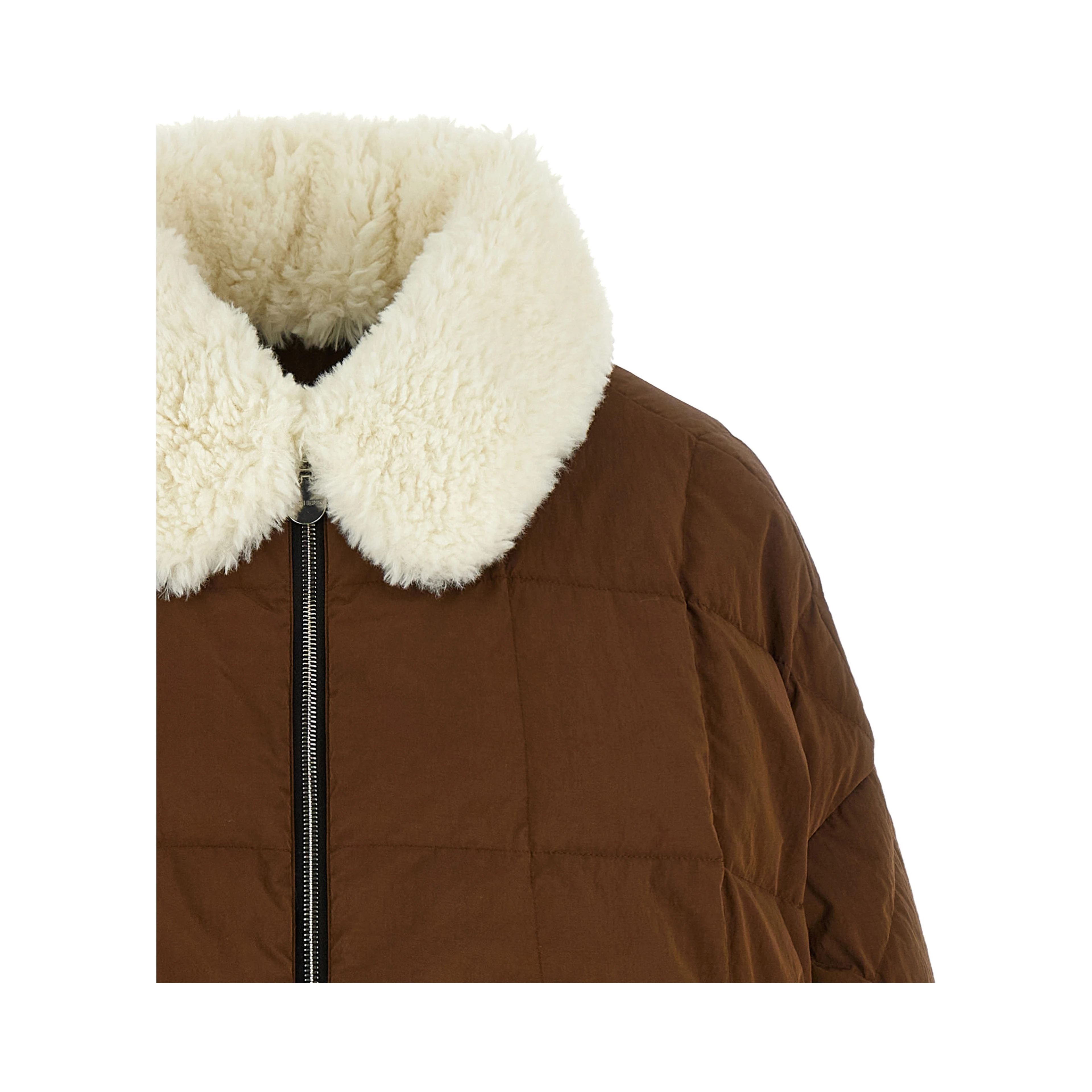 Brown Polyester Full-Length Jacket