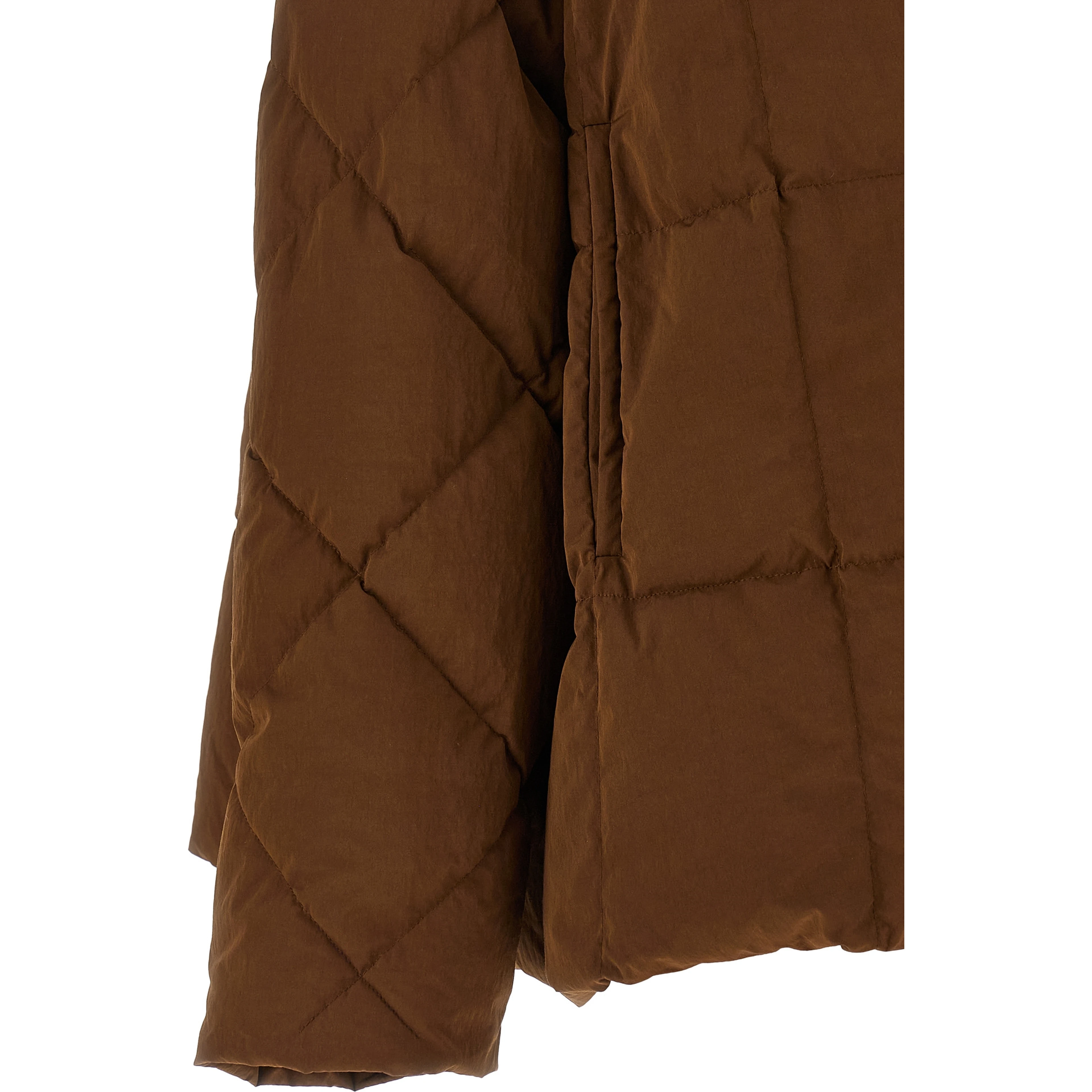 Brown Polyester Full-Length Jacket