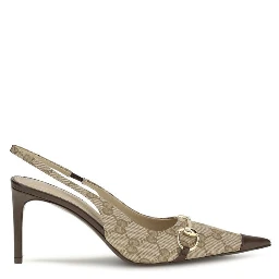 Beige Fabric High Heel Pumps