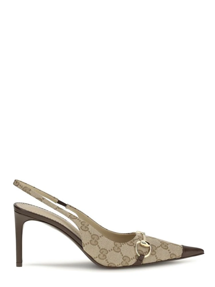 Beige Fabric High Heel Pumps