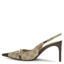 Beige Fabric High Heel Pumps