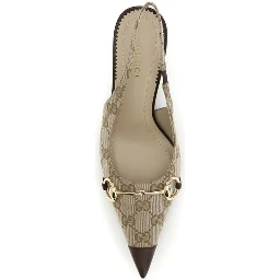 Beige Fabric High Heel Pumps